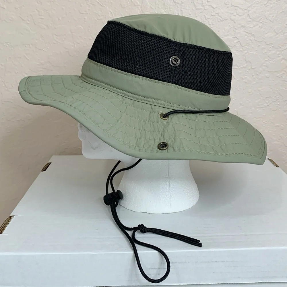 Dorfman Pacific Co Authentic Mesh Boonie Outdoor Bucket‎ Hat Gray Green medium